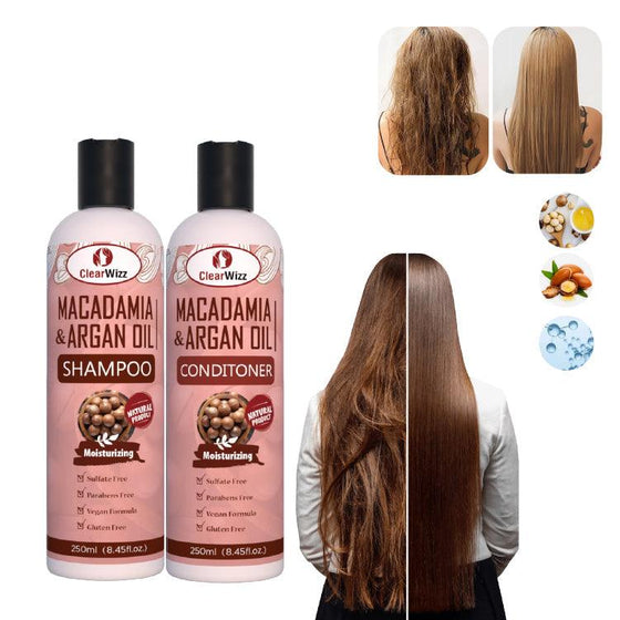 CLEARWIZZ Macadamia & Argan Oil Shampoo & Conditioner (16 fl oz) - GoodBrands USA 