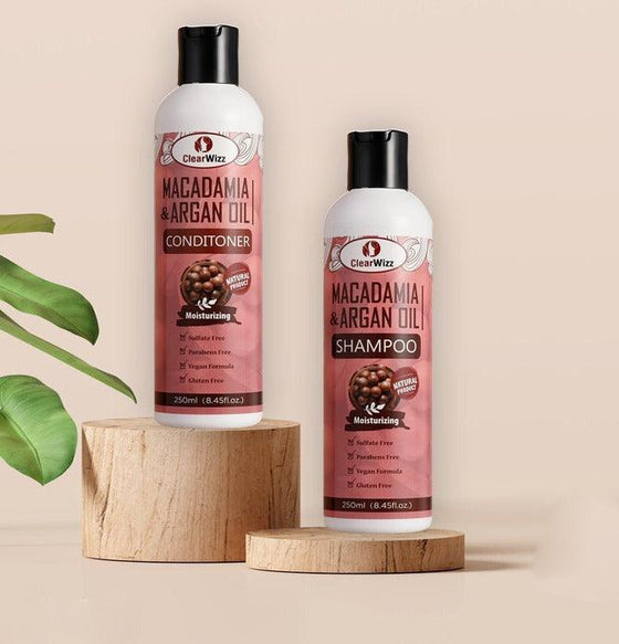 CLEARWIZZ Macadamia & Argan Oil Shampoo & Conditioner (16 fl oz) - GoodBrands USA 