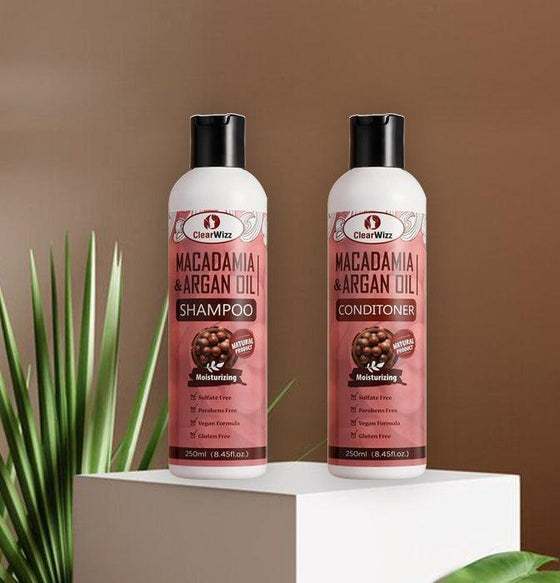 CLEARWIZZ Macadamia & Argan Oil Shampoo & Conditioner (16 fl oz) - GoodBrands USA 